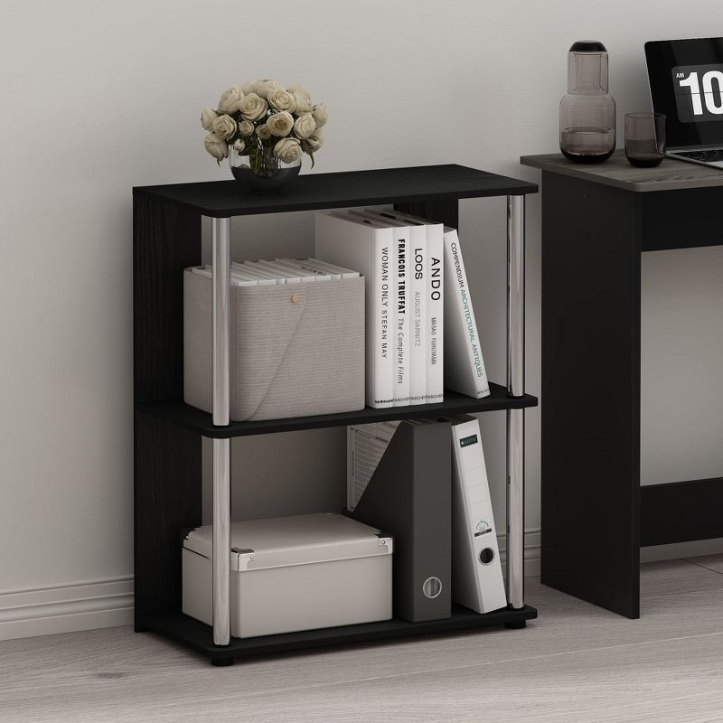 Furinno Simple Design 3-Tier Decorative Bookshelf Industrial Open Bookcase Display Shelf Storage Rack,Americano