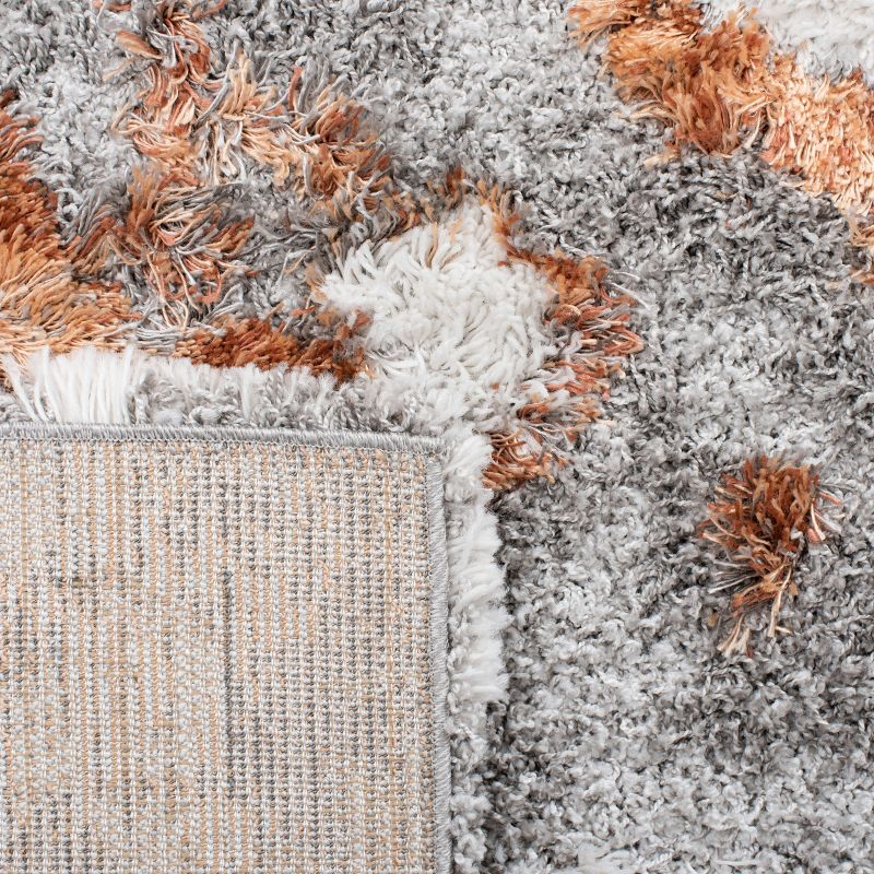 Horizon Shag 800 HZN890 Machine Made Accent Rug - 3'x3' - Grey/Rust - Safavieh