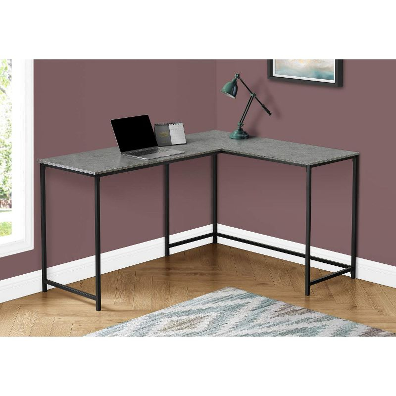 Monarch Specialties Computer Desk Home Office Corner 58InchL L Shape Work Laptop Metal Laminate Grey Black Contemporary Modern