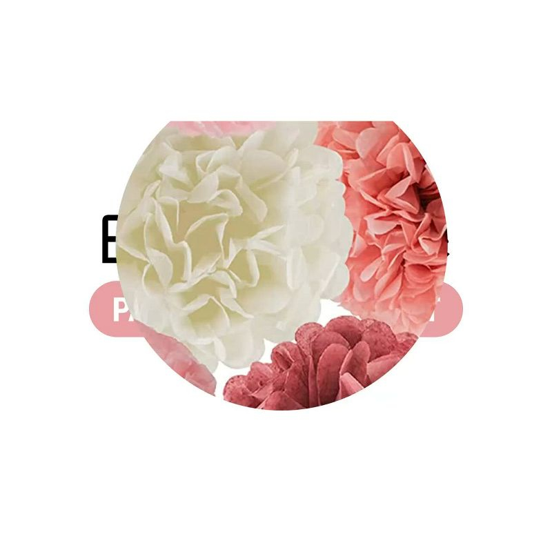 EpiqueOne 20 Piece Tissue Paper Pom Poms Party Kit - Colorful Paper Flower Wall Decorations - Pink Rose