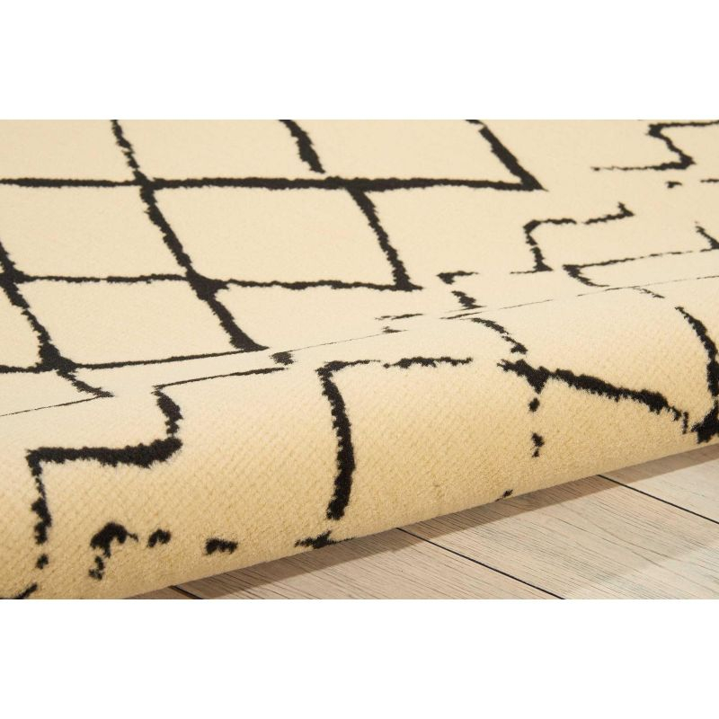Nourison Grafix Cream Black Area Rug GRF04 5'3"X7'3"