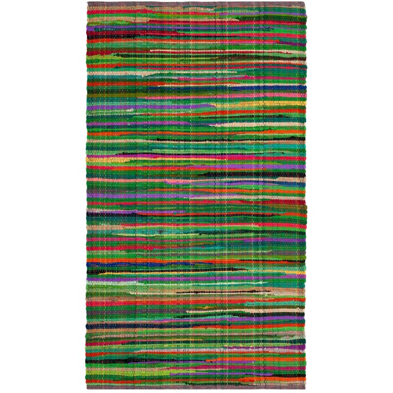 Rag Area Rug RAR240 Hand Woven Area Rug - Green/Multi - 3'x5' - Safavieh.