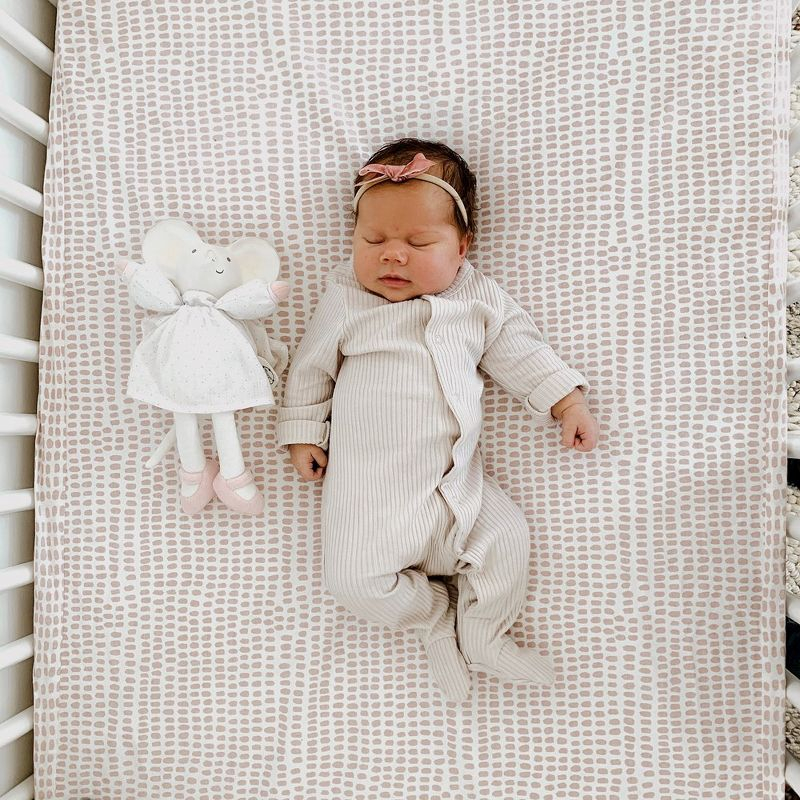 Ely's & Co. Baby Fitted Waterproof Crib Sheet  100% Combed Jersey Cotton  Mauve Pink Stripes & Splash 2 Pack