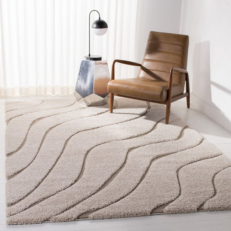 Florida Shag SG472 Power Loomed Indoor Area Rug - Cream/Beige - 5'3"x7'6" - Safavieh
