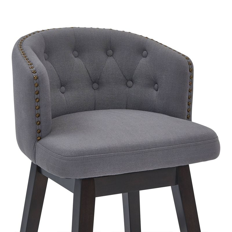 26" Celine Fabric Wood Swivel Tufted Counter Height Barstool - Armen Living
