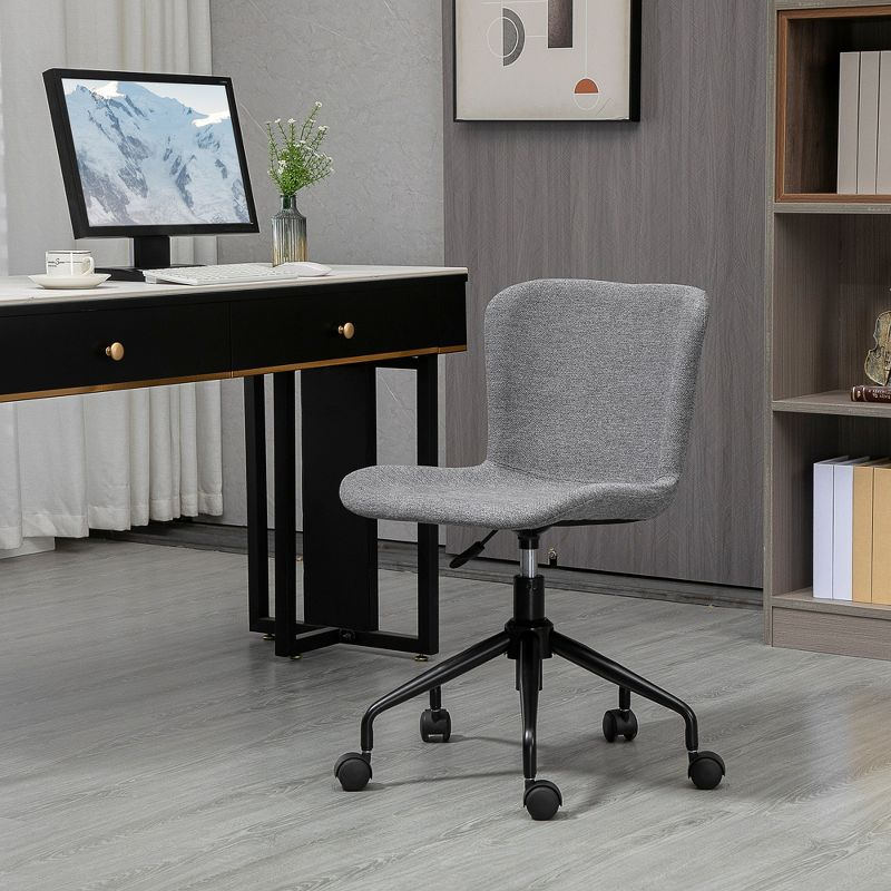 Vinsetto Home Office Chair, Swivel Task Chair with Adjustable Height and Armless Design for Small Space, Living Room, Bedroom, Gray