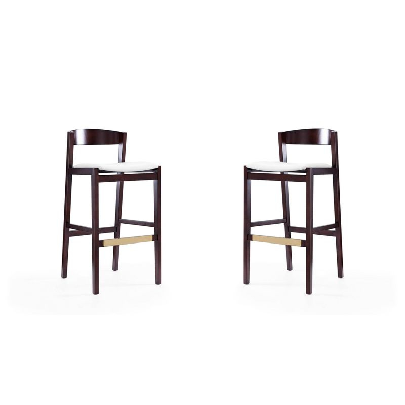 Set of 2 Klismos Upholstered Beech Wood Barstools Ivory - Manhattan Comfort: 30" Fixed Height, Foam Padded