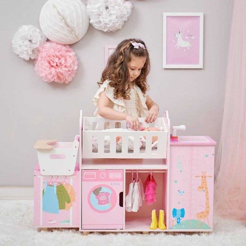 Teamson Kids Olivia's Little World 6-in-1 Wooden Doll Pretend Play Nursery Station
