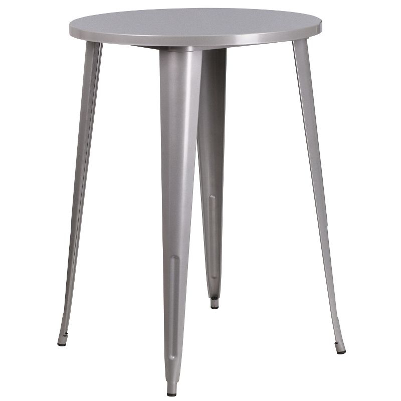 Flash Furniture Commercial Grade 30" Round Silver Metal Indoor-Outdoor Bar Height Table