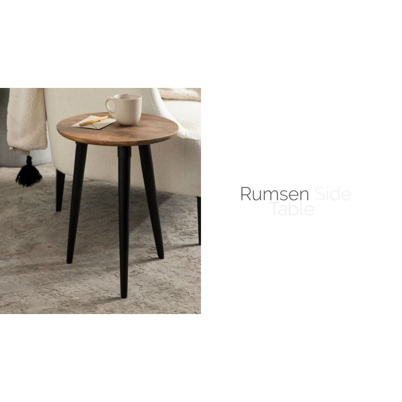 Kate and Laurel Rumsen Round Marble Side Table, 16x16x21, Walnut Brown