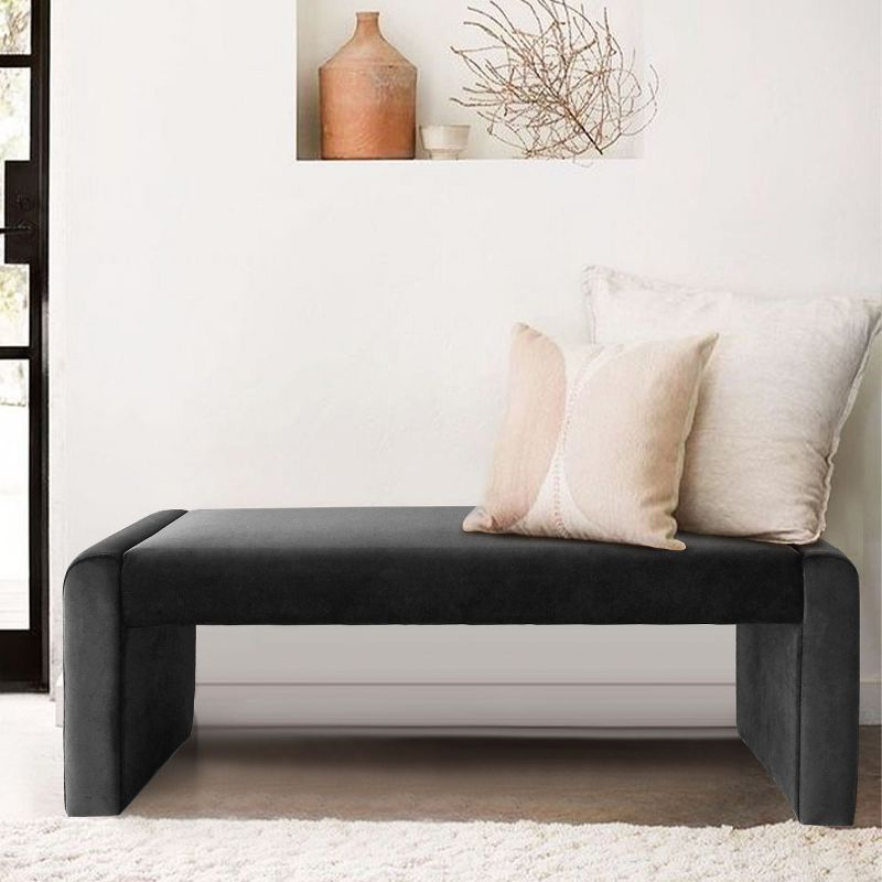 Kaia 47" Charcoal Upholstered Bench-Maison Boucle