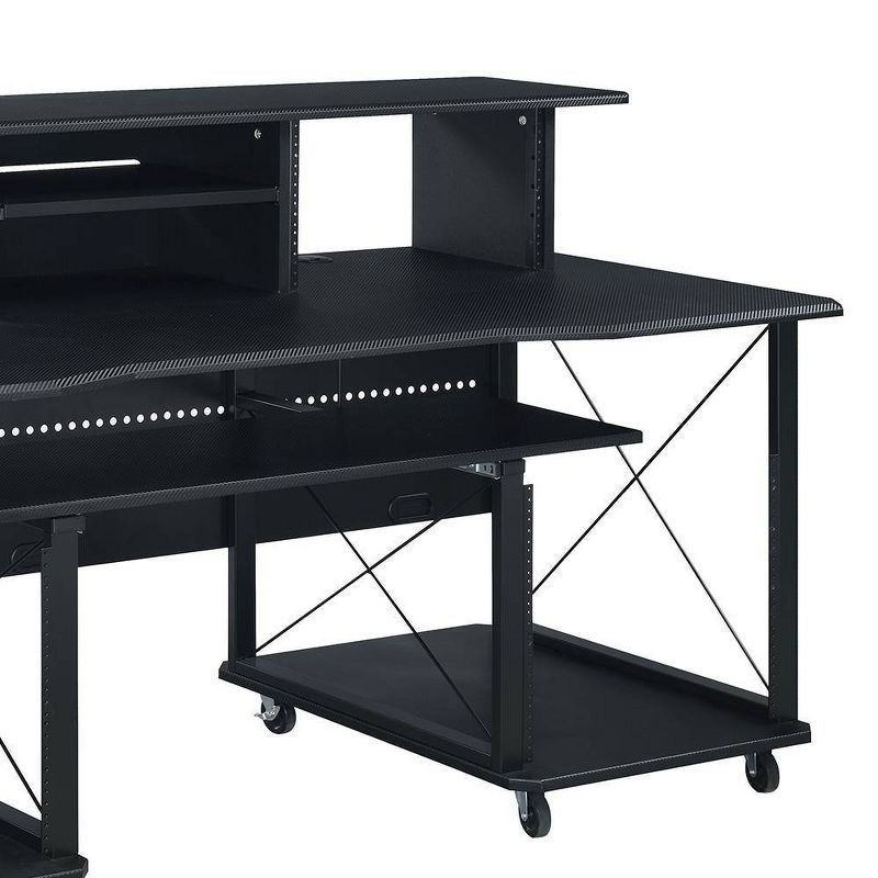 Acme Furniture Megara 72" Decorative Bookshelf Cherry and Black: Sturdy Metal Frame, Wood Composite Surface, Open Storage Shelf
