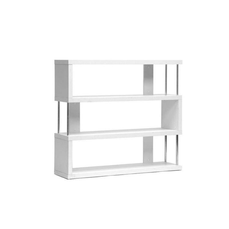 38.5" Barnes Three Shelf Modern Bookshelf White - Baxton Studio: Wood Composite, 130 lbs Capacity