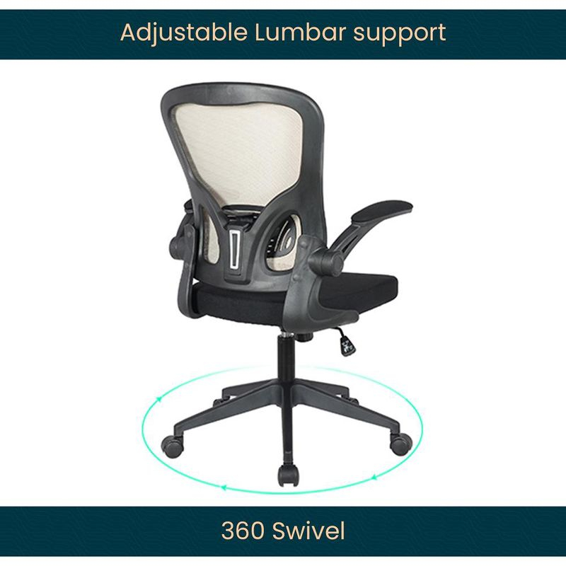 LeisureMod Newton Single Ergonomic Mesh Lumbar Support Adjustable Height Swivel Office Chair