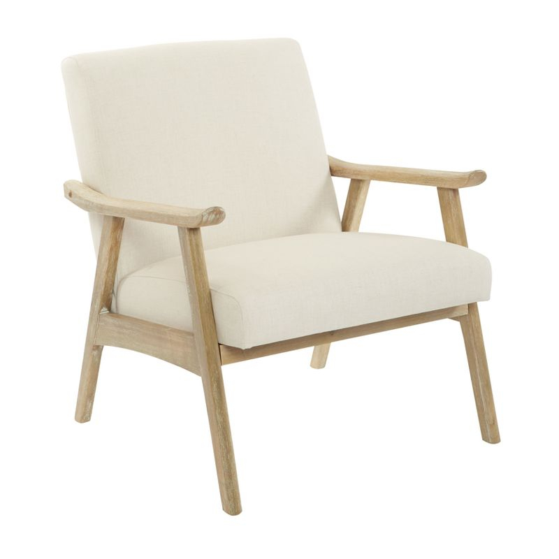 Weldon Chair Linen - OSP Home Furnishings: Mid-Century Modern, Rustic Wood Frame, Comfortable Seating