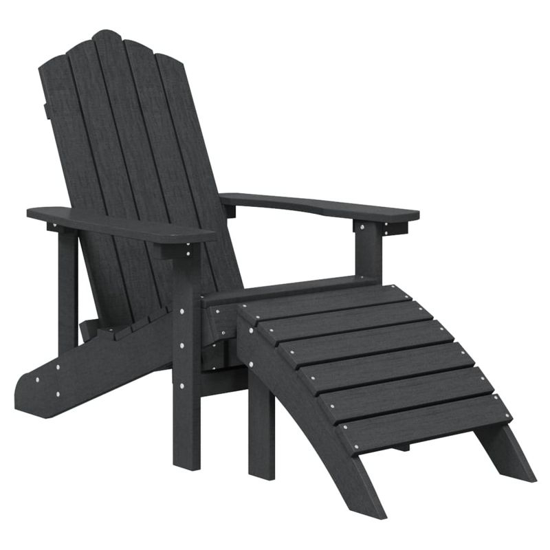 vidaXL Patio Adirondack Chair Set - Includes Footstool and Table, Constructed from Durable HDPE, Ideal for Garden, Patio, Terrace - Anthracite