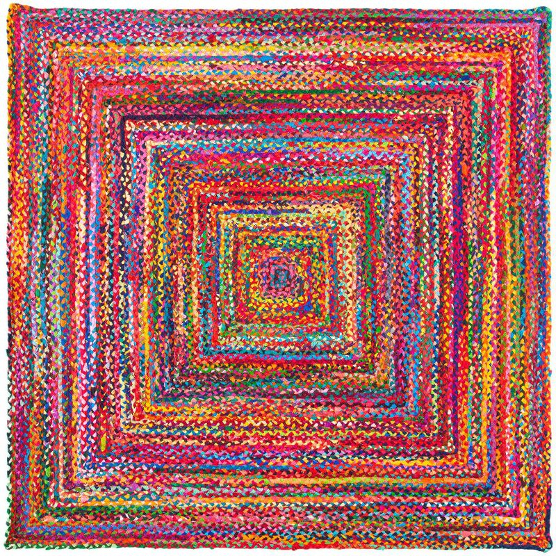 Braided BRD210 Hand Woven Area Rug - Red/Multi - 3'x3' - Safavieh.