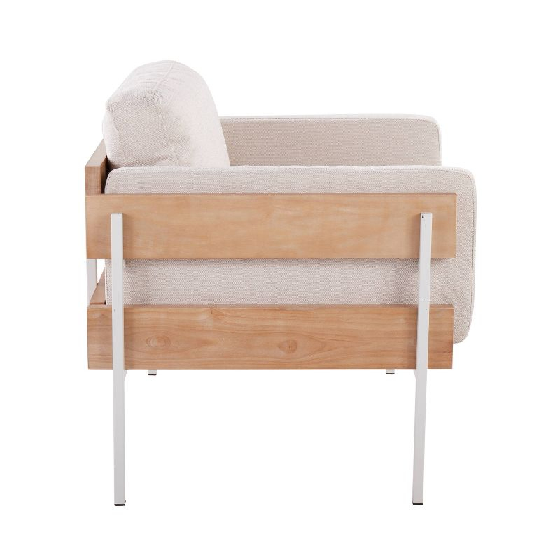 Kari Accent Chair White/Natural/Cream - LumiSource: Upholstered Polyester, Steel Frame, Removable Cushions