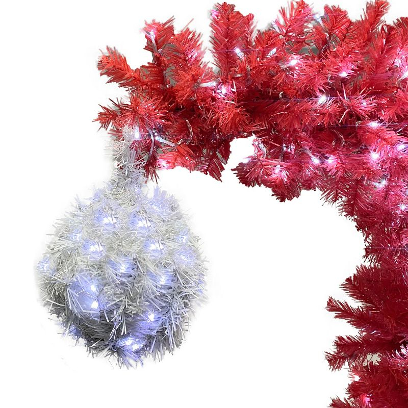 72in Red+White Artificial Fir Bent Top Christmas Tree, Xmas Tree Bendable Grinch Style X-mas Tree, Holiday Decoration 6FT - The Pop Home