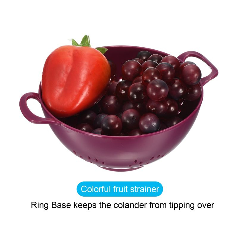 Unique Bargains Plastic Double-Handled Kitchen Pasta Vegetable Fruit Food Colander Purple