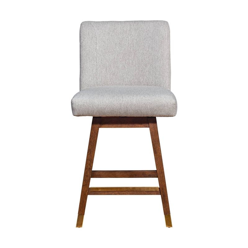 Armen Living Basila Wood Finish with Fabric Swivel Counter Height Barstool Brown Oak/Taupe