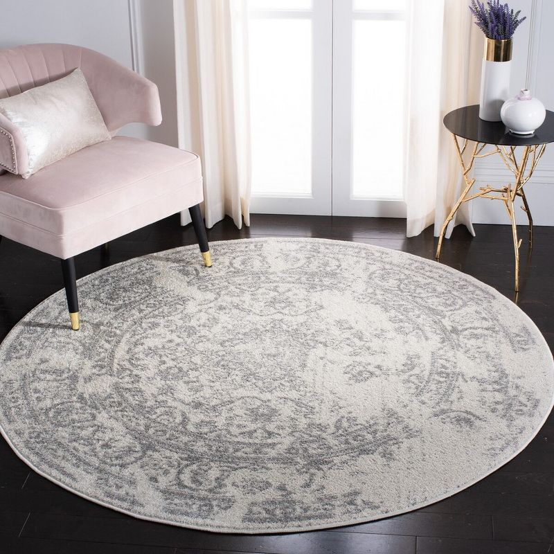 Adirondack ADR101 Power Loomed Area Rug - Ivory/Silver - 6' Round - Safavieh.