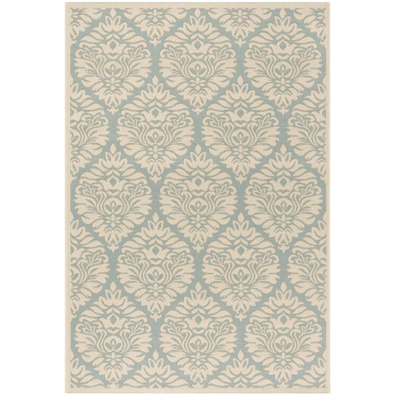 Beach House BHS135 Power Loomed Indoor/Outdoor Area Rug - Aqua/Cream - 5'3"x7'6" - Safavieh