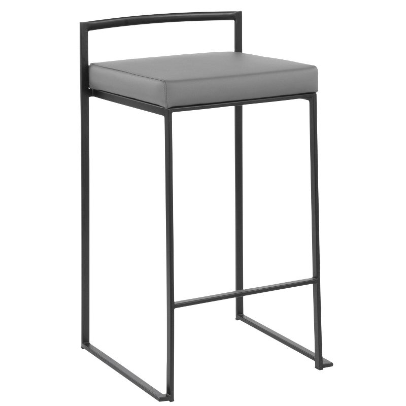LumiSource Set of 2 26" Fuji Contemporary Counter Height Barstools Gray: Padded, Metal Frame, Stackable