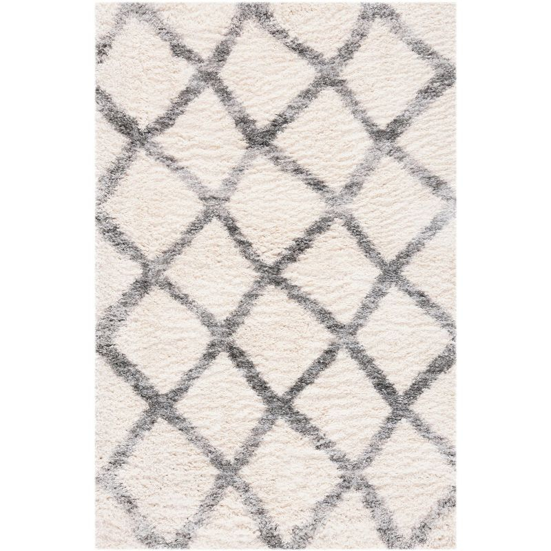 Berber Shag BER215 Power Loomed Indoor Accent Rug - Ivory/Grey - 3'3"x5'3" - Safavieh