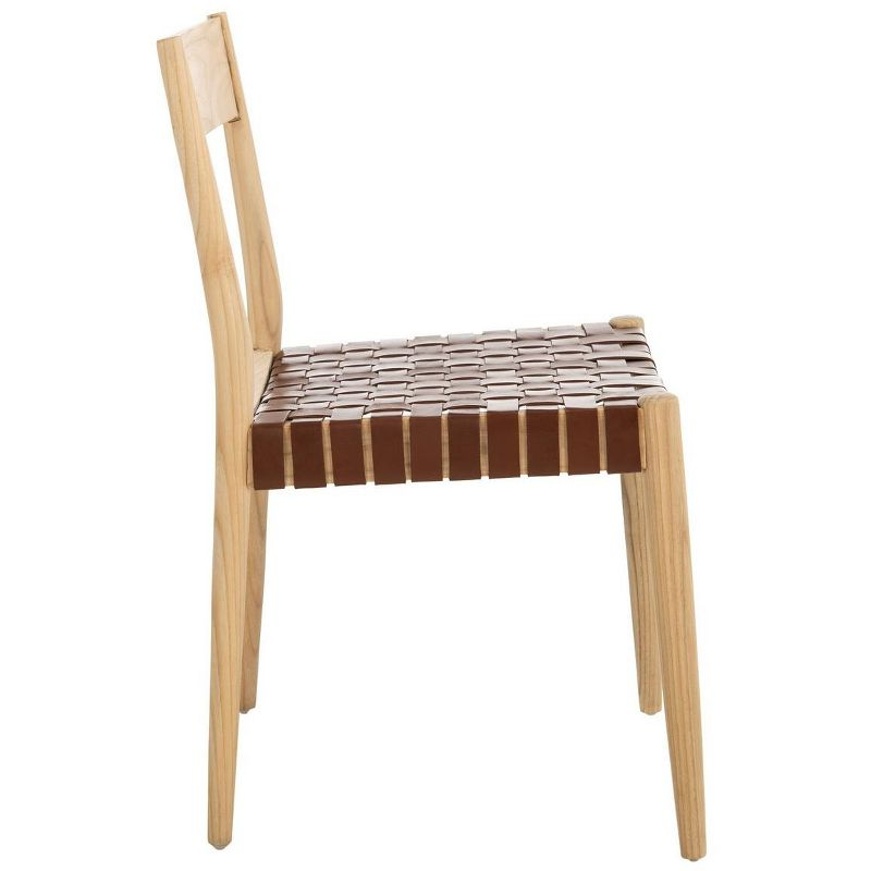 Eluned Leather Dining Chair (Set Of 2) - Cognac/Natural - Safavieh