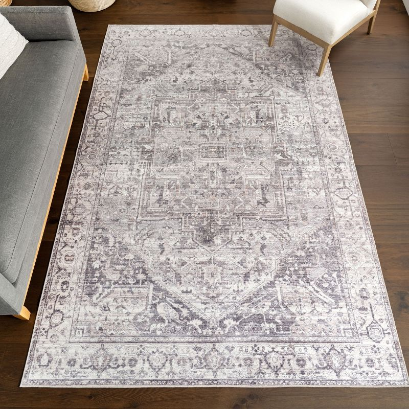 Nuloom Vita SplashGuard Vintage Medallion Machine Washable Area Rug, 2' x 3', Vita Grey