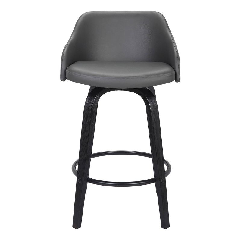 30" Alec Bar Height Swivel Barstool Black/Gray - Armen Living: Contemporary, 360-Degree, Low Back