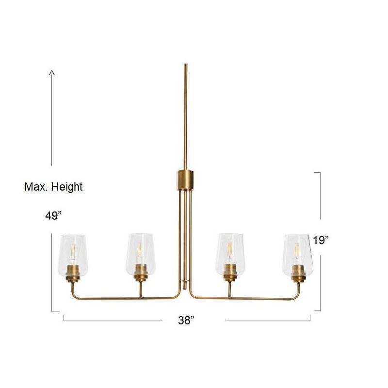 Storied Home Holden - Metal and Glass 4-Light Linear Chandelier, Brushed Bronze