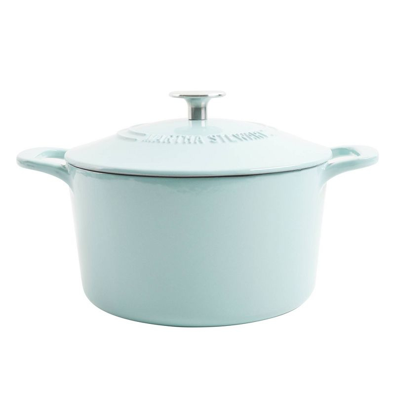 Martha Stewart Gatwick 7qt Enamel Cast Iron Dutch Oven Blue: 7 Quart Pot, Oven-Safe, Smooth Surface Compatible