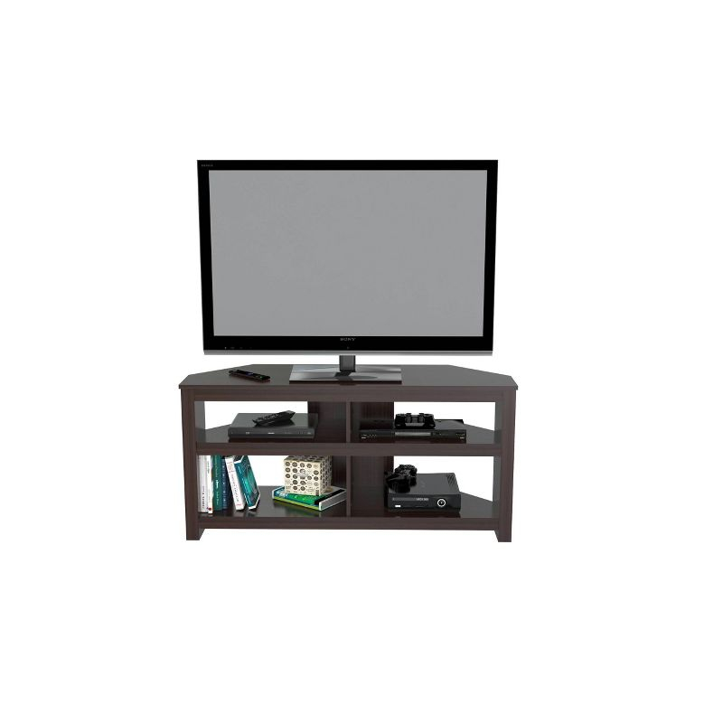 Corner TV Stand for TVs up to 60" Espresso - Inval: Durable Melamine, Scratch Resistant, Cable Management