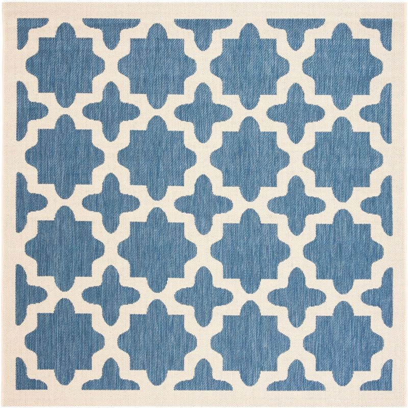 Courtyard CY6913 Power Loomed Indoor and Outdoor Area Rug - Blue/Beige - 5'3"x5'3" - Safavieh