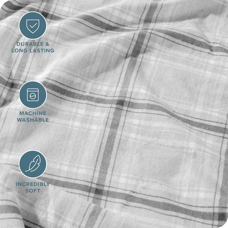Tartan Plaid Cotton Flannel Twin XL Sheet Set by Bare Home