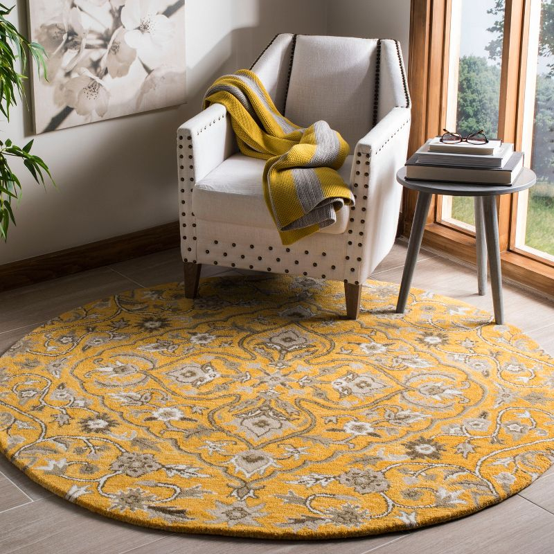 Bella BEL673 Hand Tufted Area Rug - Gold/Taupe - 5' round - Safavieh.