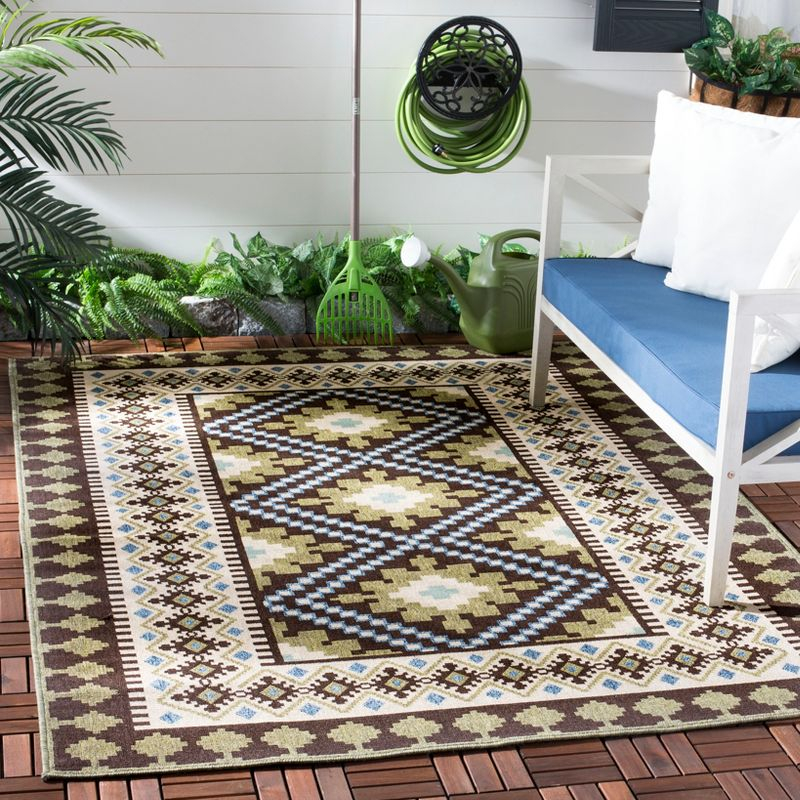 Veranda VER099 Power Loomed Indoor/Outdoor Area Rug - Chocolate/Green - 6'7"x9'6" - Safavieh.