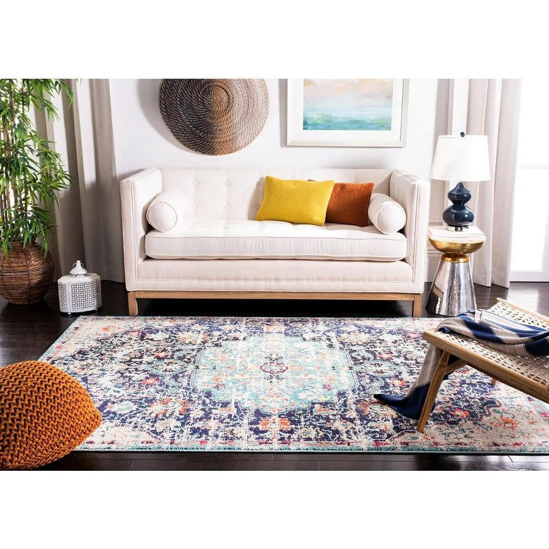 Madison MAD447 Power Loomed Indoor Accent Rug - Black/Teal - 3'x5' - Safavieh