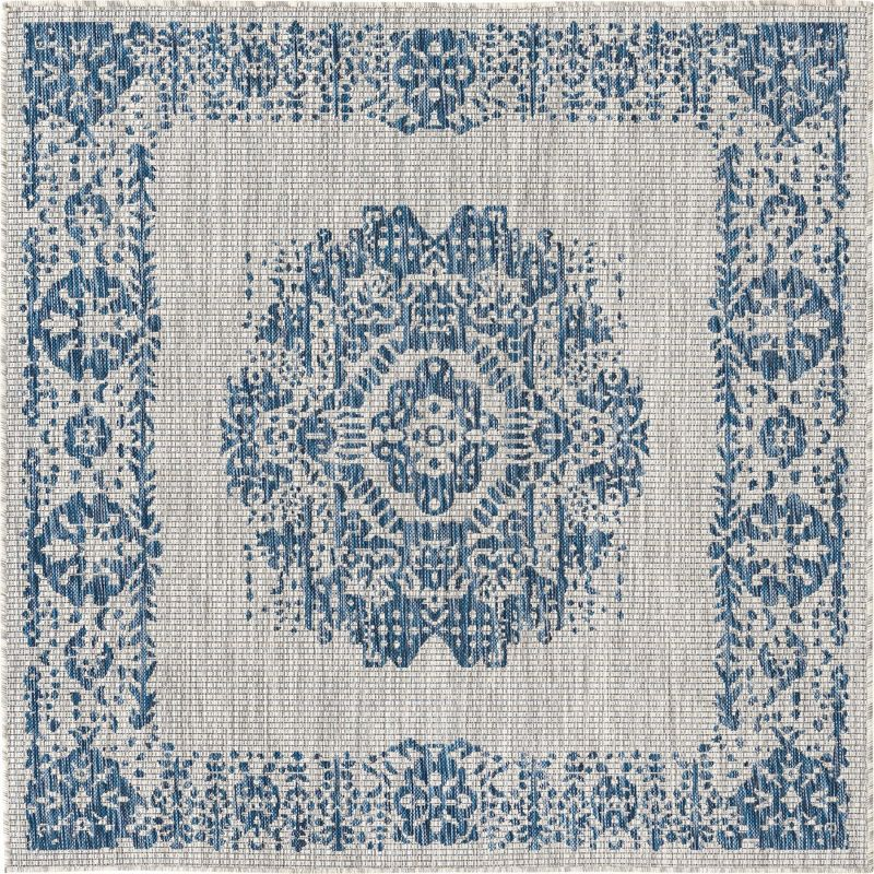 Unique Loom 5' 3 x 5' 3 Square Indoor/Outdoor Traditional Blue Area Rug