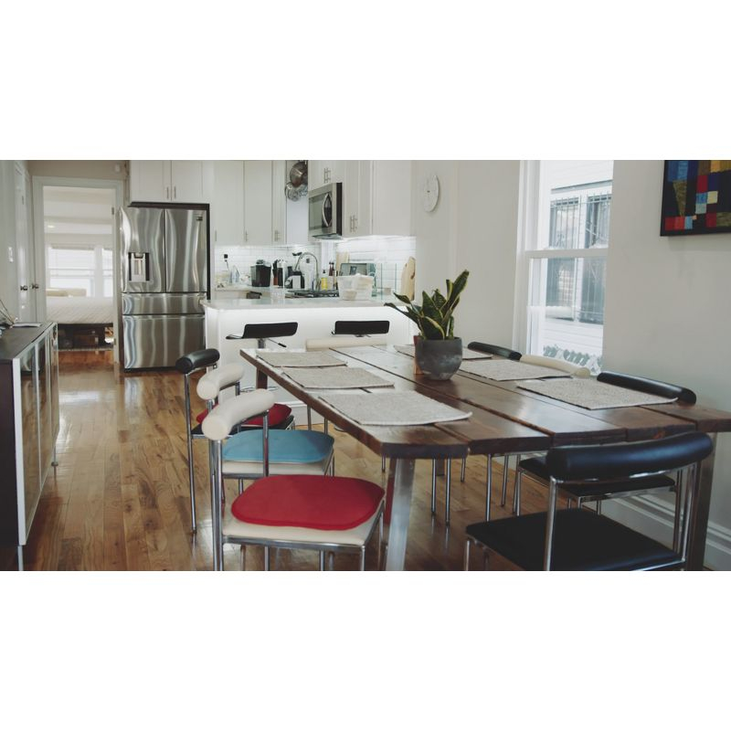 Alexis Memory Foam No Slip Back 16" x 16" Chair Pad Cushion, Linen/Beige, 4 Pack