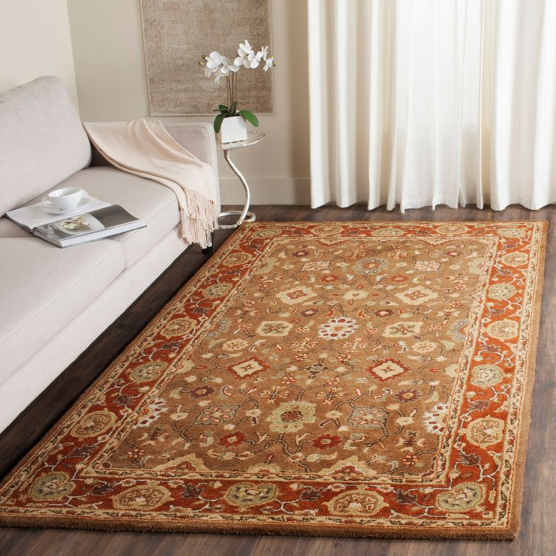 Heritage HG952 Hand Tufted Area Rug - Moss/Rust - 3'x5' - Safavieh.