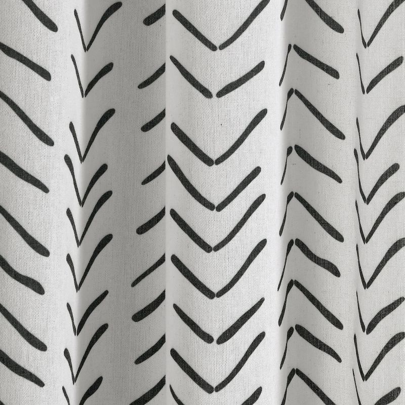 72"x72" Hygge Modern Arrow Linen Shower Curtain Black/White - Lush Décor: Polyester & Cotton Blend, Machine Washable