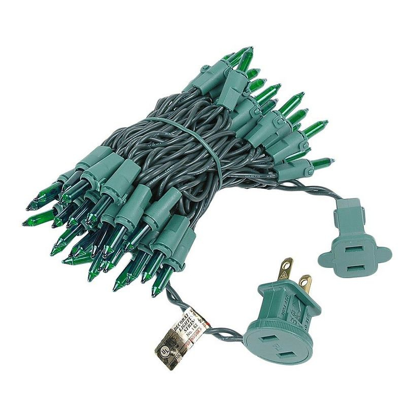 Novelty Lights Green 50 Light Incandescent Mini Christmas String Lights Green Wire 11 Feet