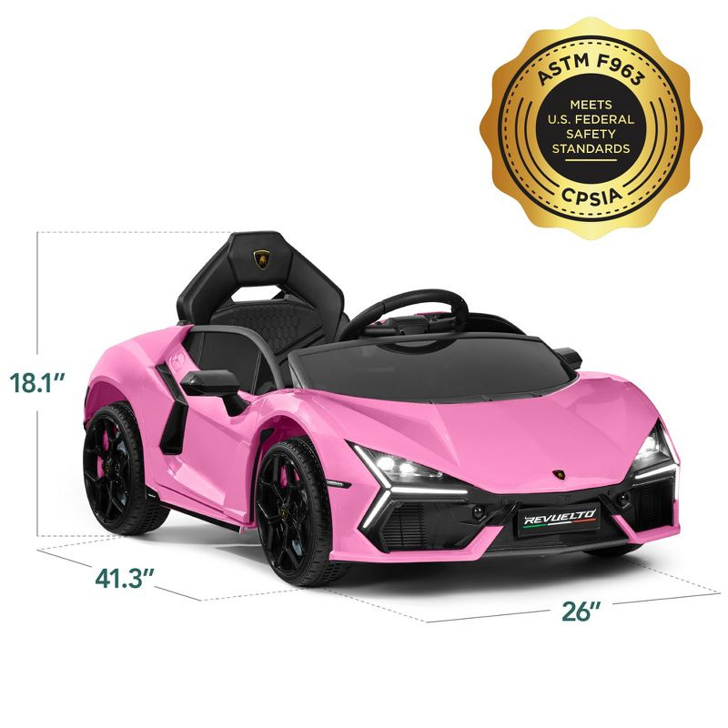 Best Choice Products Kids 12V Ride-On Car Officially Licensed Lamborghini Revuelto w/ Remote, LED Lights - Pink