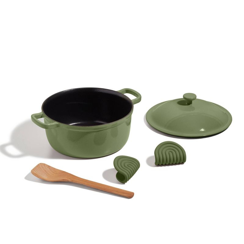 Our Place 5.5qt 10.5" Cast Iron Perfect Pot - Sage: Our Place Cookware, Enamel Finish, Hand Wash, Gas & Electric Compatible