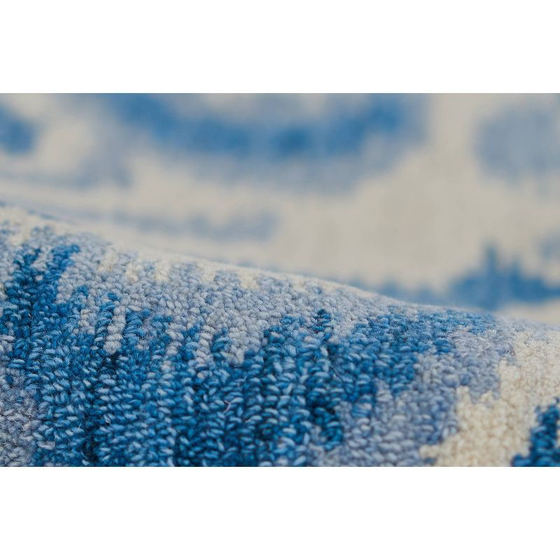 Momeni 3'6"x5'6" Leiden Ikat Elisha Handtufted Area Rug Blue: Wool, Medium Pile, Classic Pattern, Indoor Use