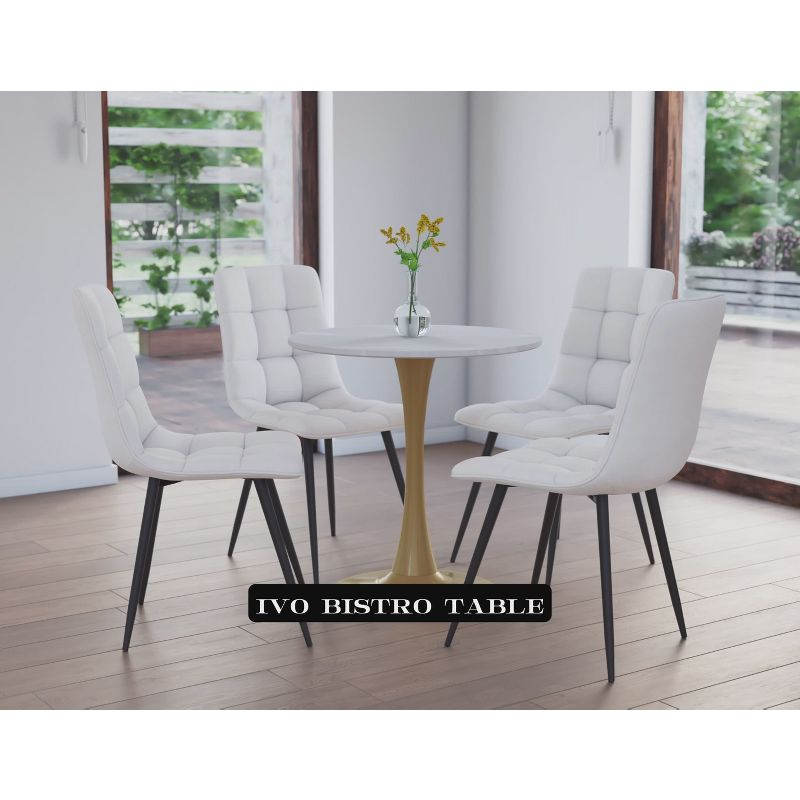 Modern Ivo Round Bistro Table Wood Top Finish/Gold - CorLiving: Sturdy Metal Base, Seats 4