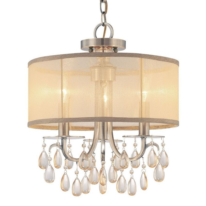 Crystorama Lighting Hampton 3 - Light Chandelier in  Antique Brass